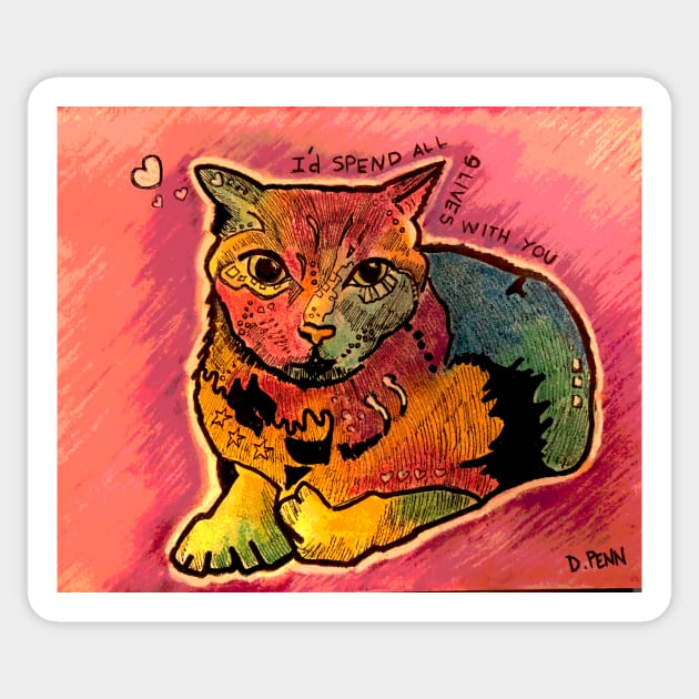 Modern Tabby Cat Sticker by dpenn